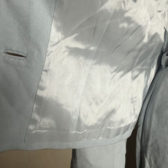 BICCI Florine Wachter Blue Wool Mink Collar  Skirt Suit Womens Size 14 ALTERED - Picture 10 of 16